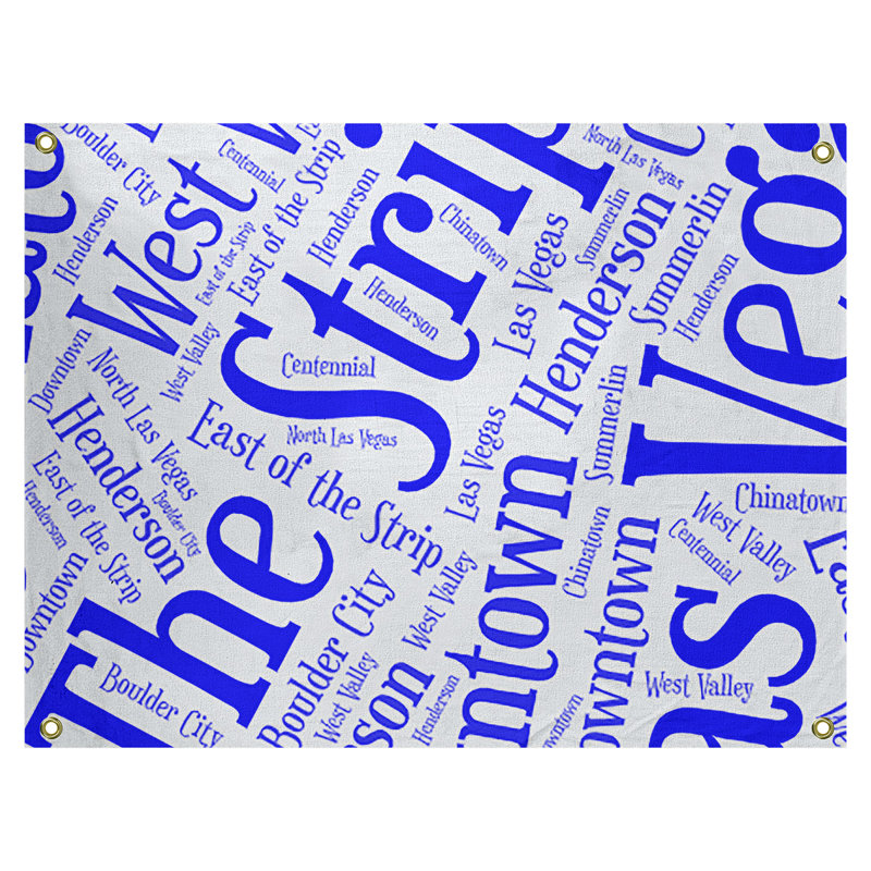 Tapisserie de polyester districts, art word, H 26 po x l 36 po, Bleu, Las Vegas