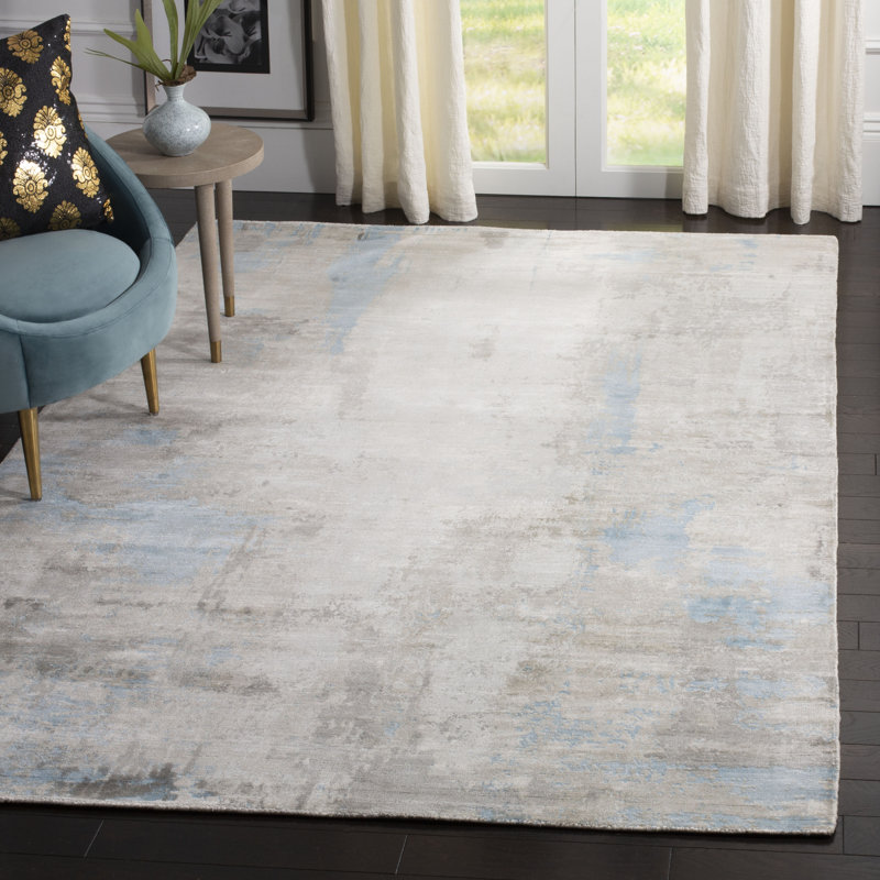 Tapis gris en viscose / coton tissé à la main Culberson, Rectangle 6 pi x 9 pi