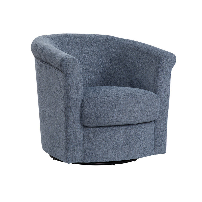 Pinehill Marvel 360 Swivel Barrel Chair, Yowza Chenille Slate Blue