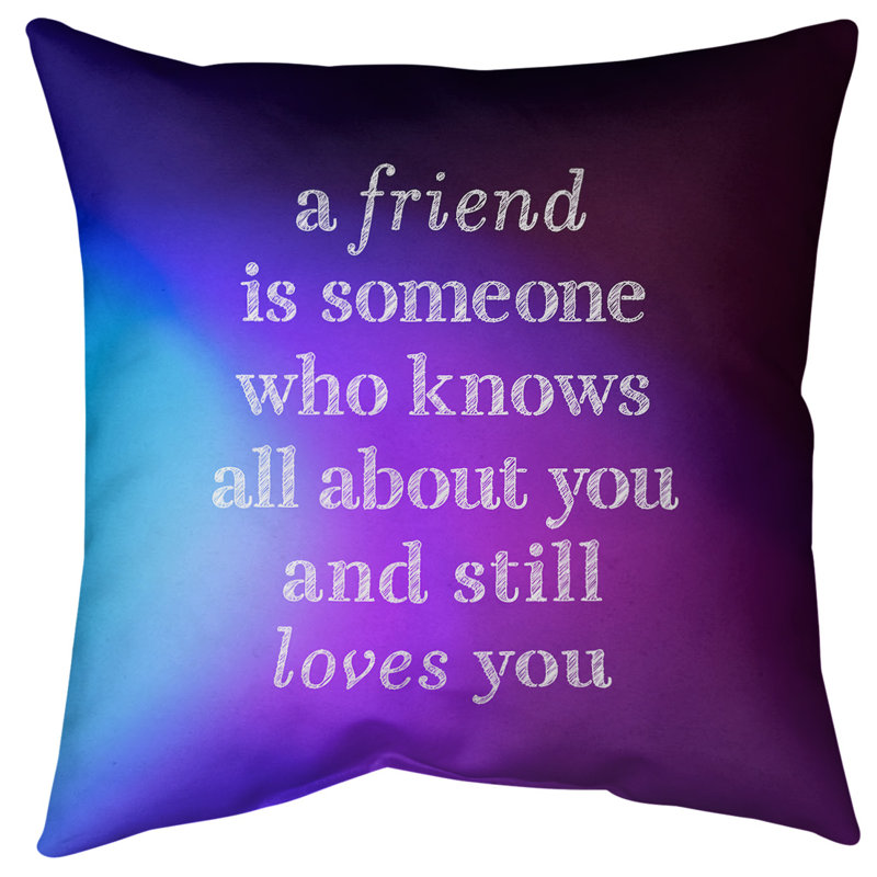 Coussin de sol Love & Friendship, H 28 po x l 28 po, Bleu / Mauve