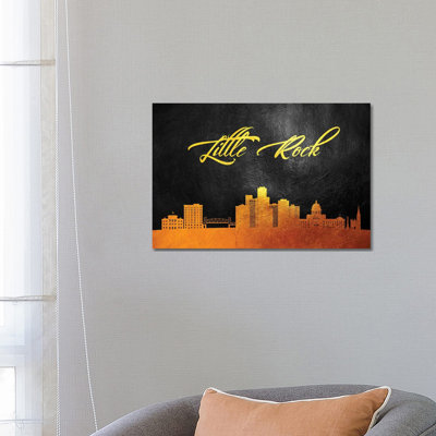 Little Rock Arkansas Gold Skyline by Adrian Baldovino - Wrapped Canvas Print