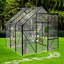 Serre de plain-pied 6 po x 6 pi - Polycarbonate noir avec toit ajustable pour cour arrière toutes saisons, base galvanisée noire, porte coulissante résistante aux intempéries, bonne ventilation, toit-125302077