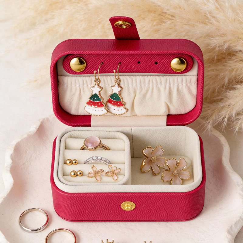 Jewellery Box + Dividers, Rose Red