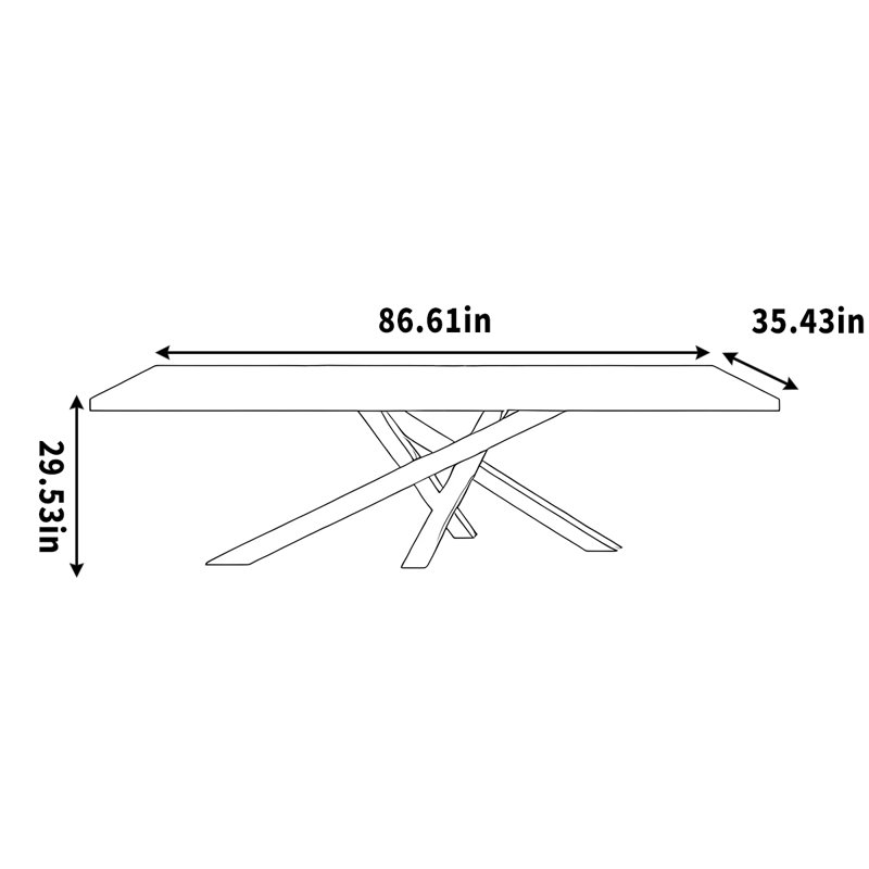 Table de bureau longue en bois massif de conception simple, Burlywood / blanc, H 29,53 po x l 86,61 po x P 35,43 po