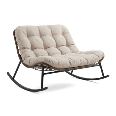 Double-Width Rocking Papasan Chair，Beige