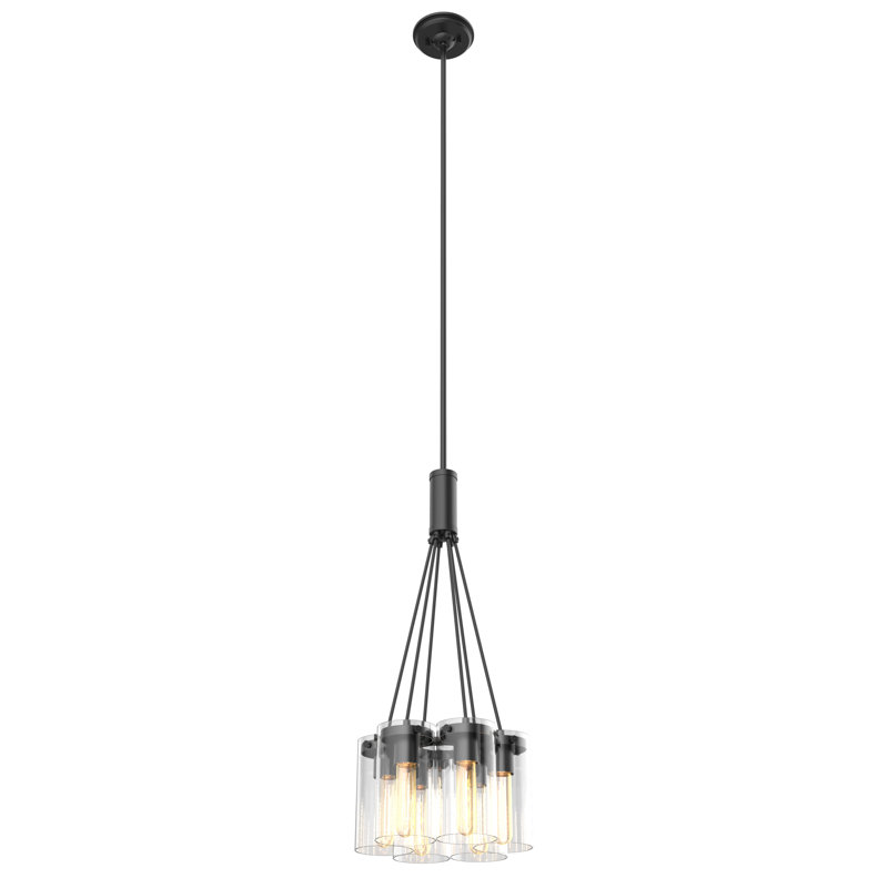 Luminaire suspendu cylindre grappe 6 lumières Irsay, Graphite