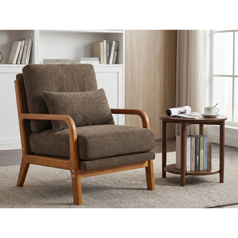 Fauteuil d'appoint rembourré 26 po de large avec coussin lombaire, Coffee