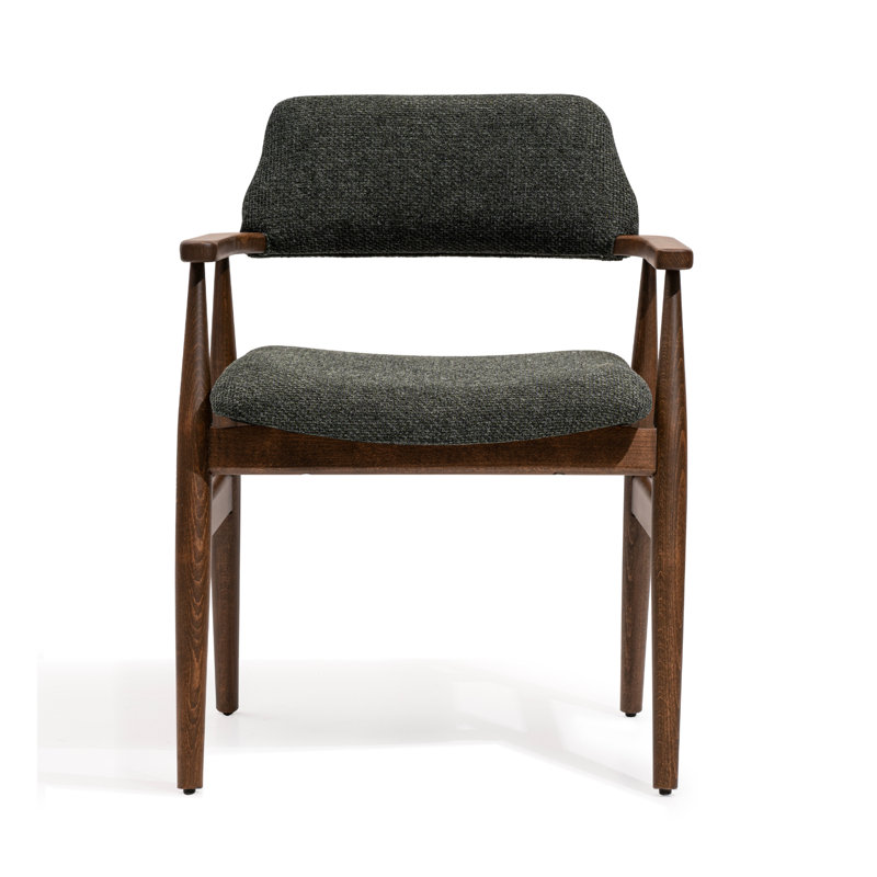 Arezzo Dining Chair Walnut Wood Finish Upholstered Performance Fabric Fully Assembled