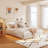 Floating Bed Frame With LED Light And Charging Station Upholstered Platform Bed Frame With Headboard And Hidden Storage Space, No Box Spring Needed-186944388