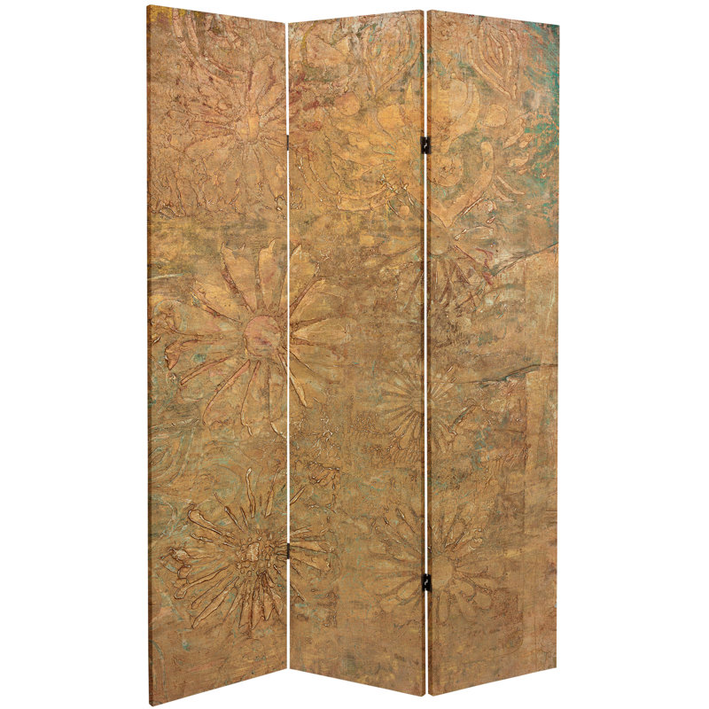 47.25'' 3 - Panel Folding Room Divider, Gold