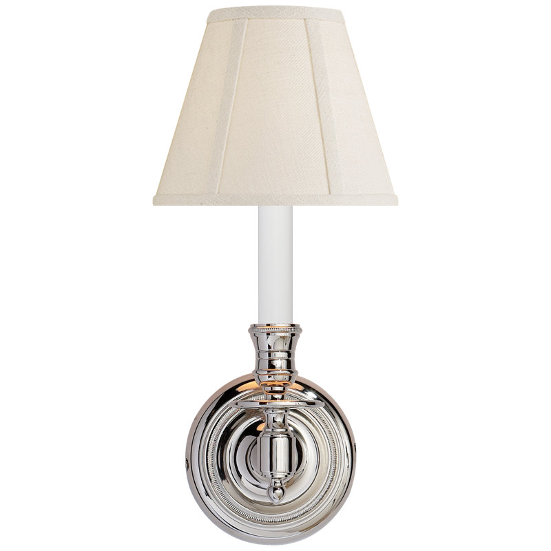 French Single Sconce, Cream, Polished Nickel