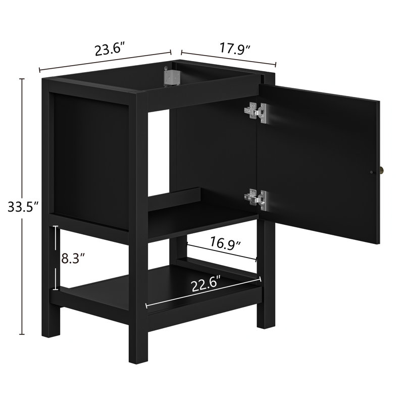 24'' Single Bathroom Vanity Base Only, Black