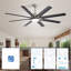 Ventilateur de plafond 66 pouces à profil bas en ABS avec lumières à intensité variable et moteur à courant continu réversible silencieux à 6 vitesses pour l'intérieur-121082860-121082859