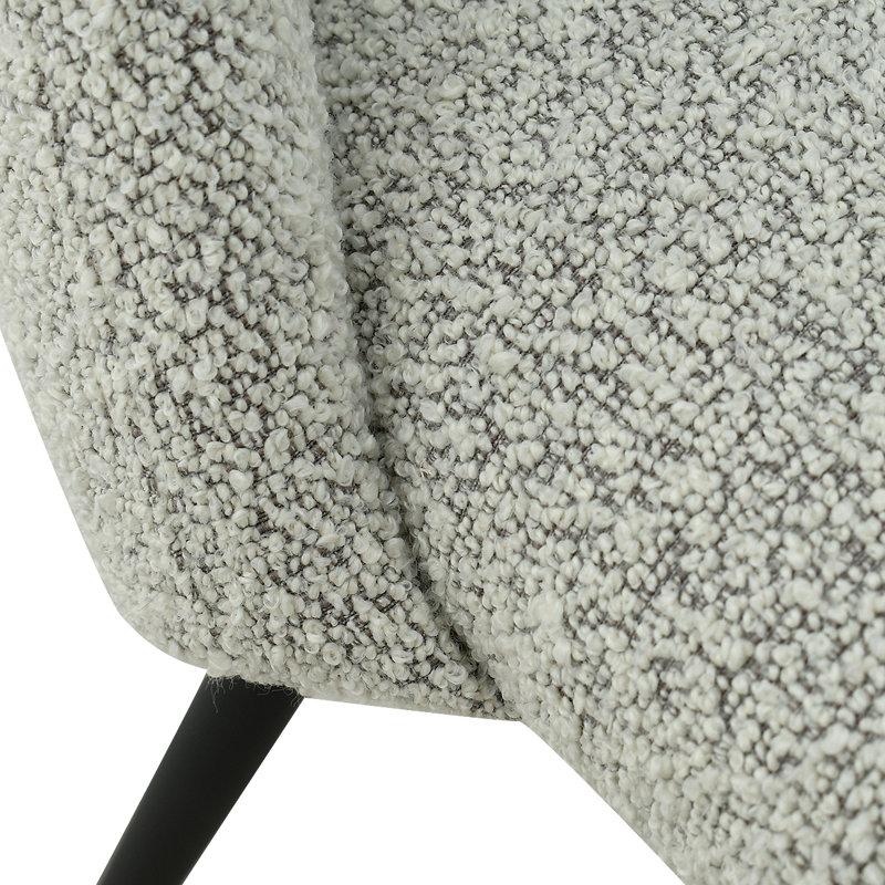 Chaise rembourrée en tissu à dossier ouvert Benjamin, Boucle gris