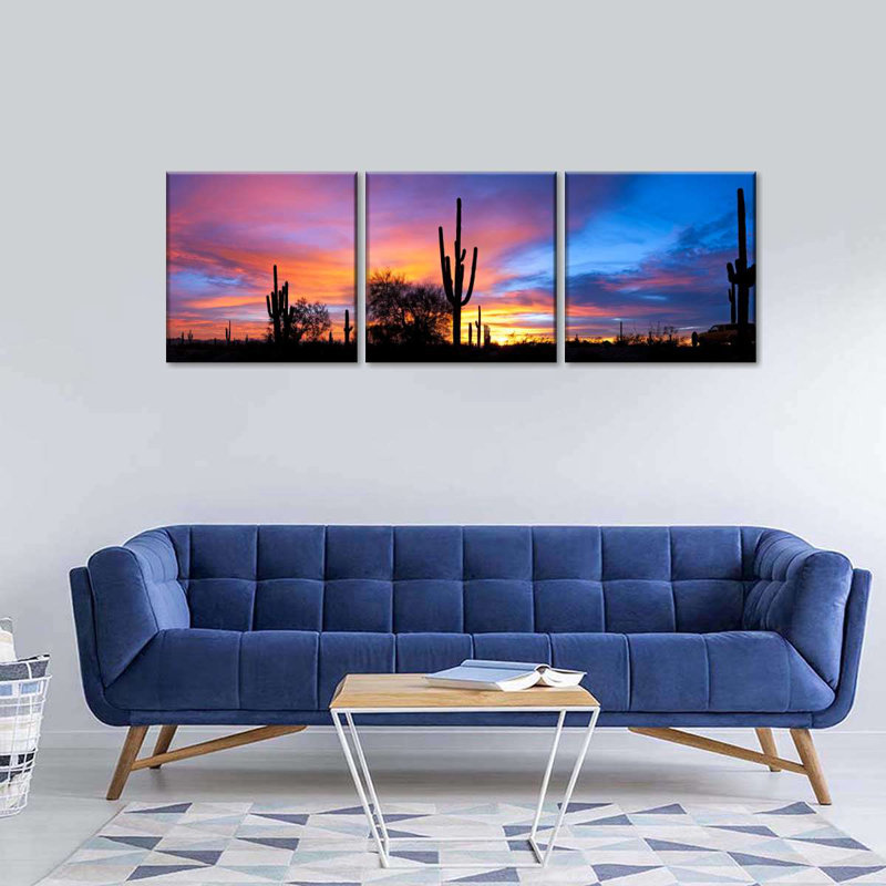Coucher de soleil dans le désert de Sonora, reproduction d'art sur toile, H 15 po x l 47 po x P 1,25 po