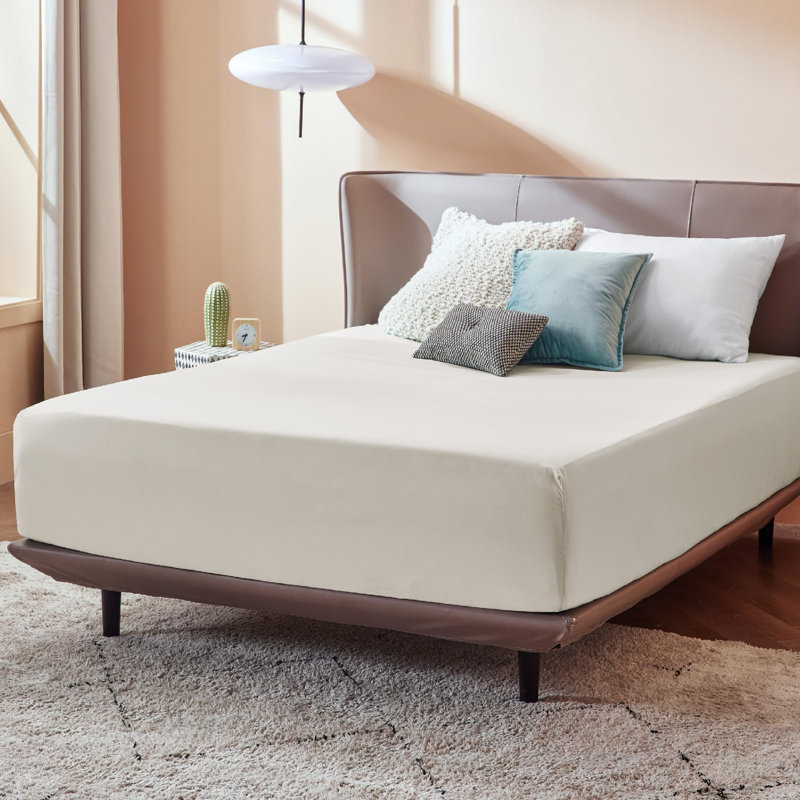 Bedsure Bed Fitted Sheet With 16 Inch Deep Pocket, Full Fitted Sheet, Natural
