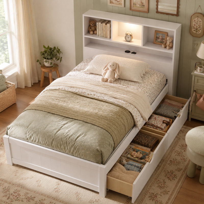 Lit plateforme simple Lympsham Cloud-Safe, White