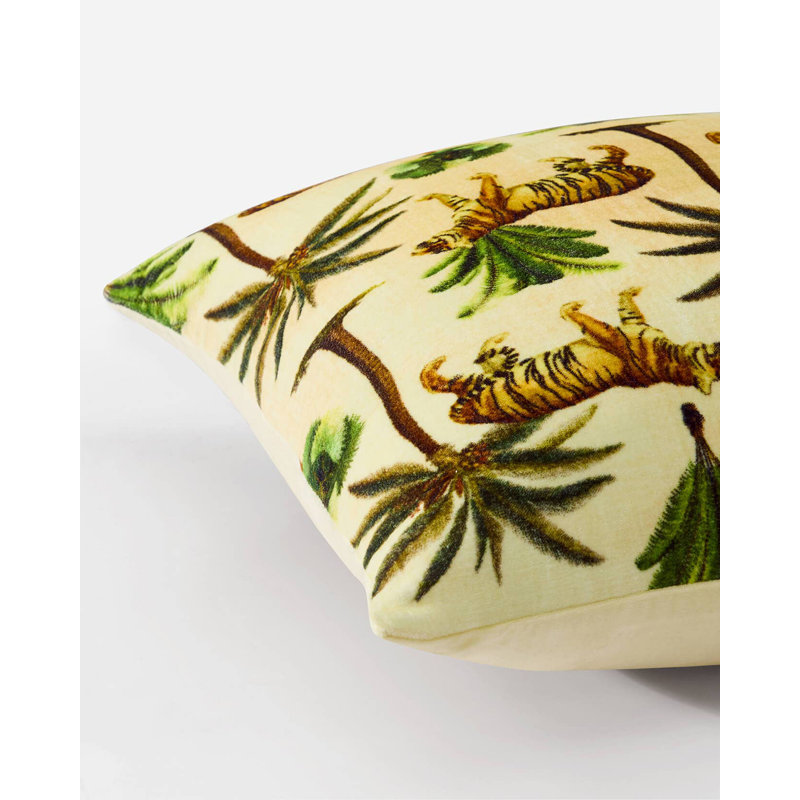 Square Pillow Cover & Insert, Off White Tiger