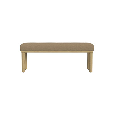 Fin Bench, Natural Wood Frame, Brown Boucle Textured Details 48 Inch