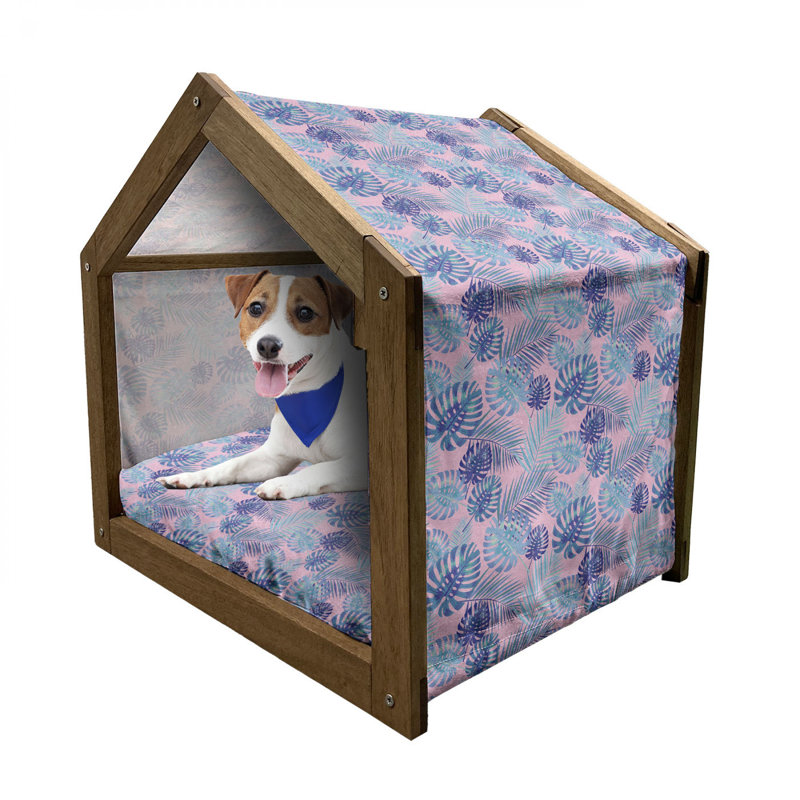 Niche pour chien en bois bleu, H 25,59 po x l 29,53 po x P 21,65 po