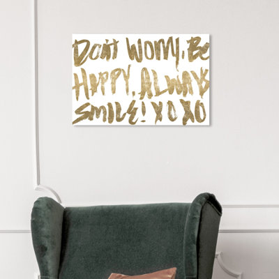 « let be be happy », art textuel sur toile