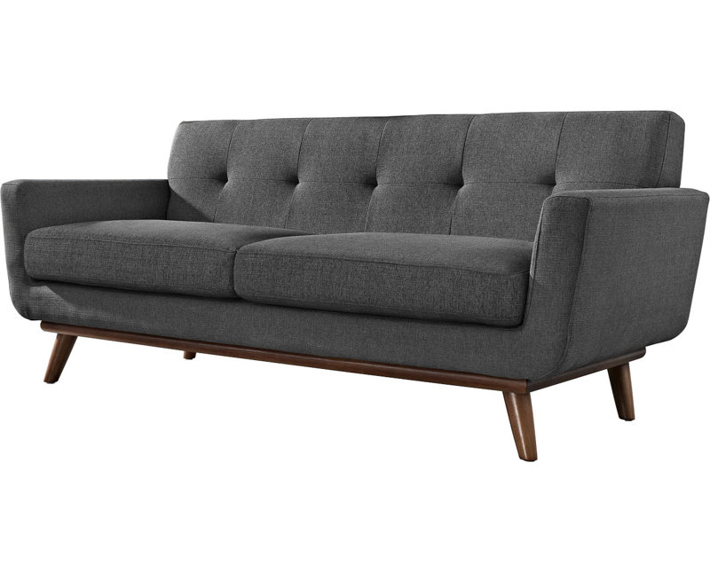 Modway Engage Upholstered Fabric Loveseat, Gray Polyester
