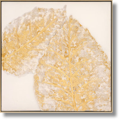 Toile texturée délicieuse feuille d'or texturée de luxe - 32 po x 32 po - cadre doré