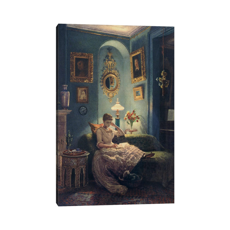 Une soirée à la maison, 1888 - Giclée sur toile tendue avec châssis, H 40 po x l 26 po