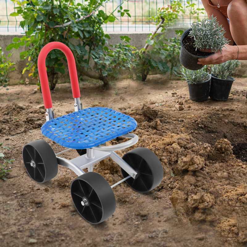 Tabouret de jardin pliable à hauteur ajustable, Bleu