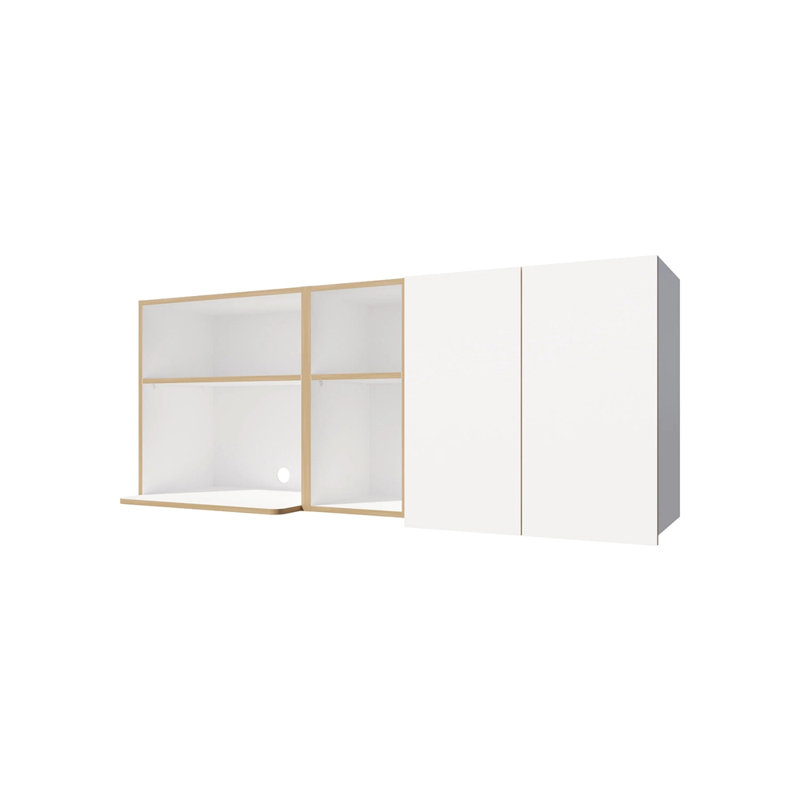 Armoire de cuisine avec espace pour micro-ondes et tablette ouverte
