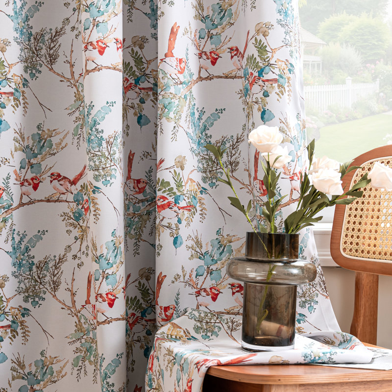 Ensemble de rideaux 100% occultant 2 panneaux avec colibris à imprimé floral pour chambre à coucher avec , Rust