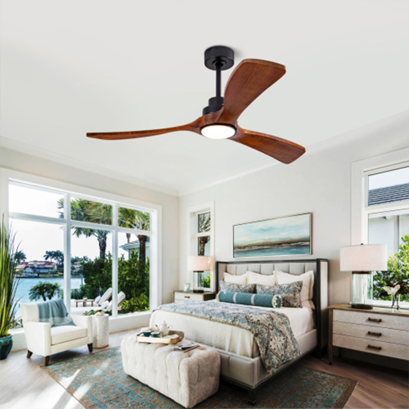 Nicola 52'' 3 - Blade Modern Ceiling Fan with Remote Control and Light Kit, Black/Brown