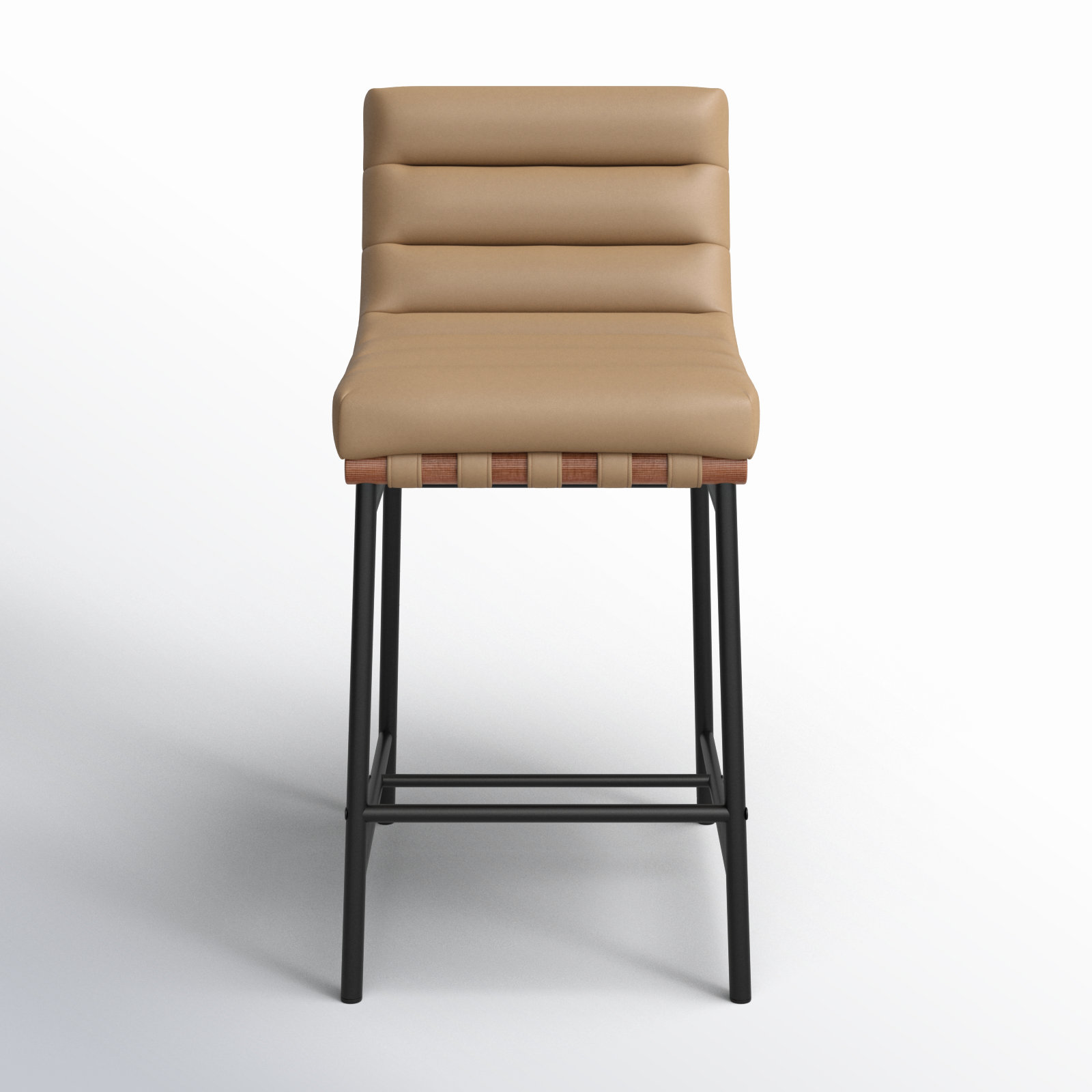 Vincentas Counter Stool, Tan Vegan Leather, Counter Stool (26.4" Seat Height)