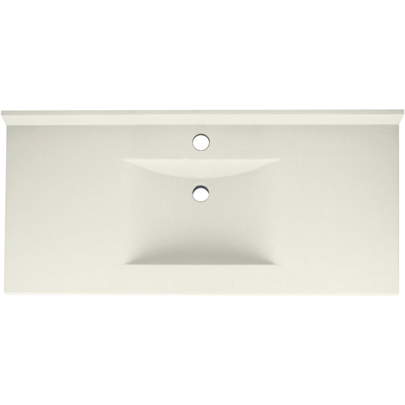 Plateau de meuble-lavabo simple 43 po Contour, blanc