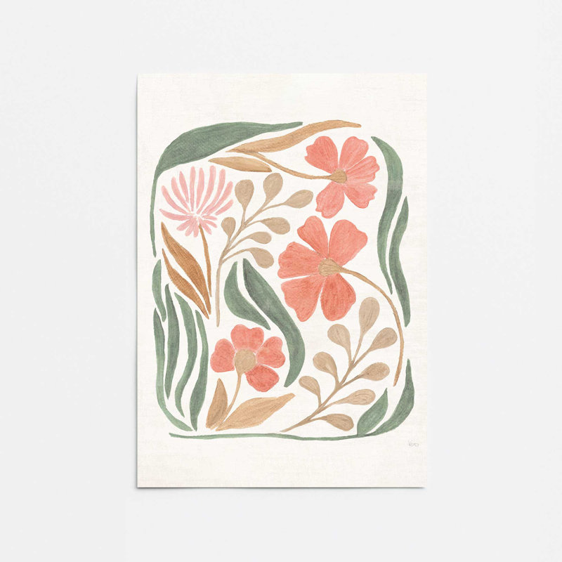 Coral Florals I Print, 16'' H x 12'' W, Frameless Print