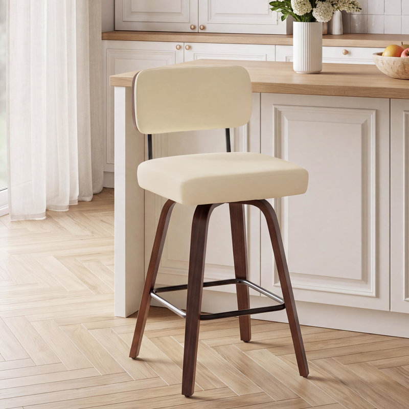 Tabourets de bar pivotants, chaises de bar rembourrées de 68 cm (26,7 po) de hauteur comptoir, Gray, 1