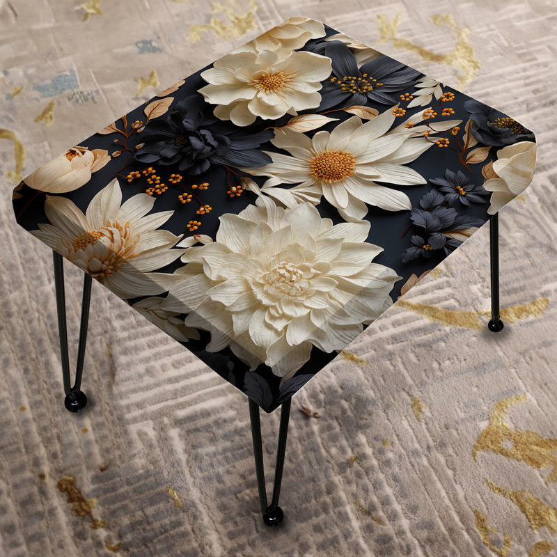 Repose-pieds blanc Dahlia Cottage Collage