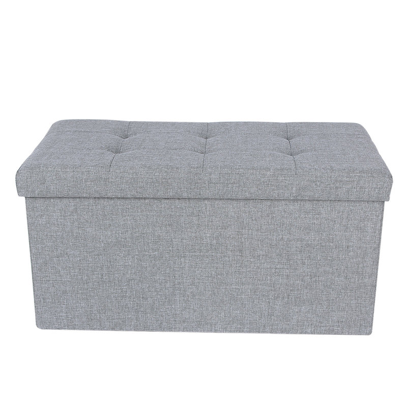 Bonnard 76cm Wide Tufted Rectangle Solid Colour Ottoman with Storage, Light Grey
