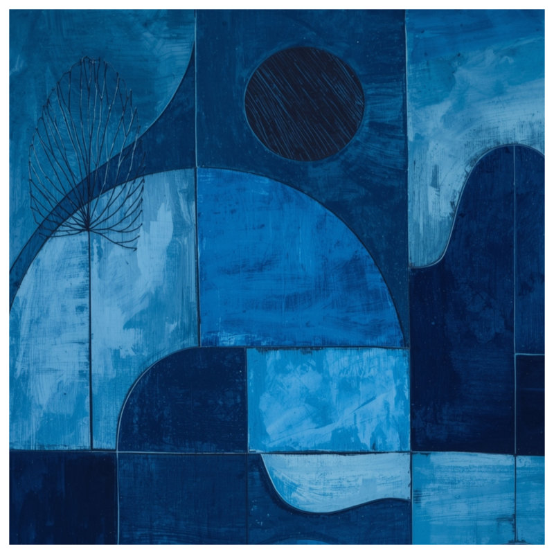 Couvertures bleues à formes géométriques abstraites, L 60 po x H 80 po