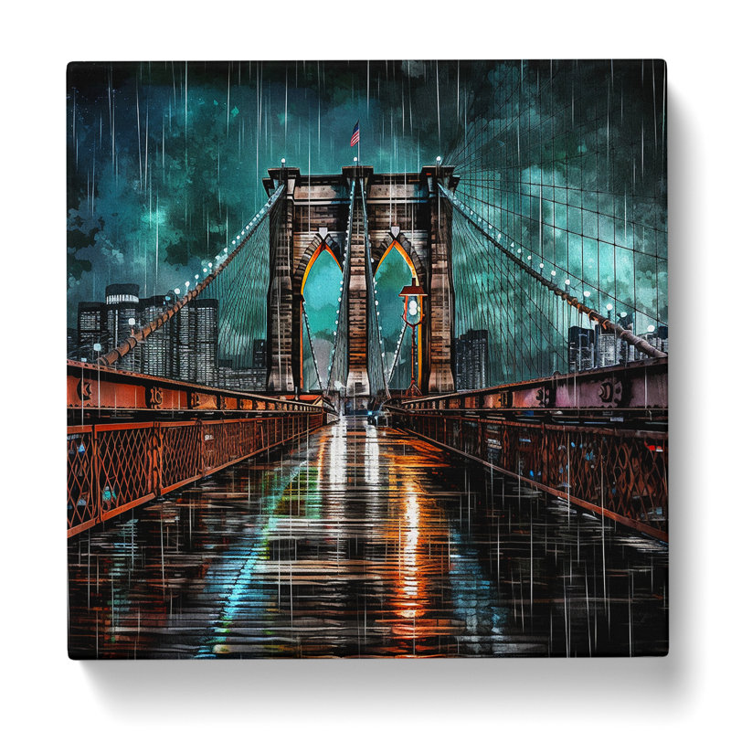 Brooklyn Bridge Digital Art - Print, 35cm H x 35cm W x 3cm D