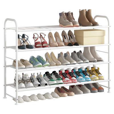 4 Tier Shoe Rack Made of Metal, Exquisitely Designed for Closets and Entryways