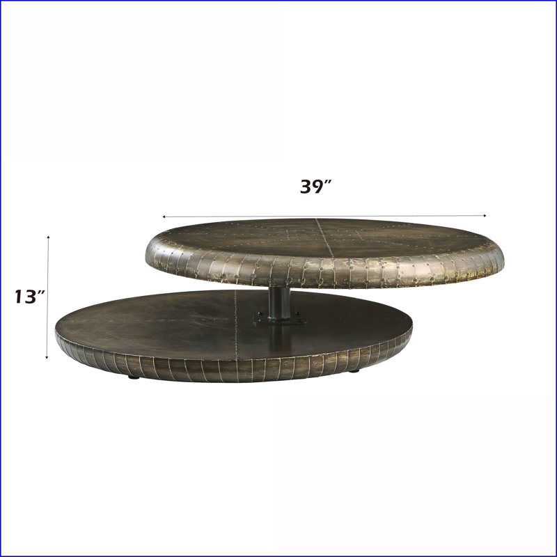 Table basse bronze en aluminium Brancaster - conception patchwork unique, plateau pivotant à 360 ° pour le salon