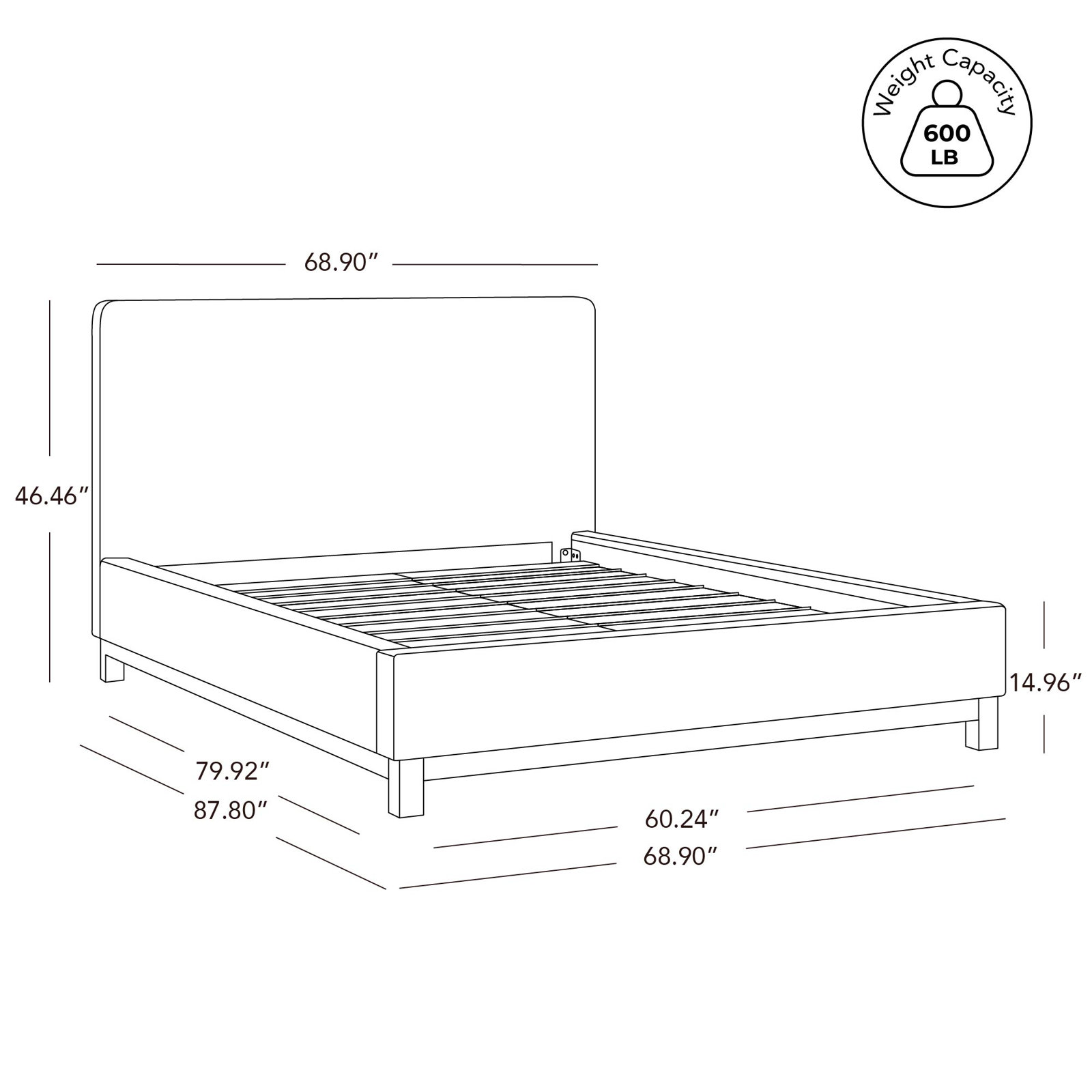 Velvet Upholstered Platform Bed, Vesper Tabbcco