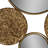 Modern Metal Wall Mirror with Overlapping Circular Design, Textured Iron and Glass Decorative Accent   
