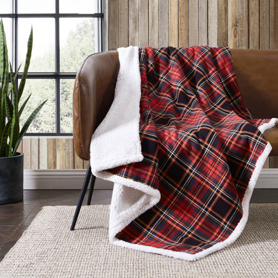 Eddie Bauer Printed Flannel/Sherpa Throw Blankets