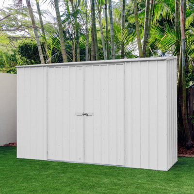 Absco Space Saver 10' W x 2.5' D Metal Galvanized Steel Weather Resistant Garden Storage Shed Surfmist