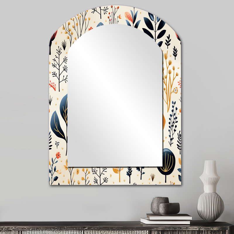 «Plotinus Love In The Wild» corail et beige Lfower - miroir asymétrique floral, miroir mural crème unique, impression sur métal