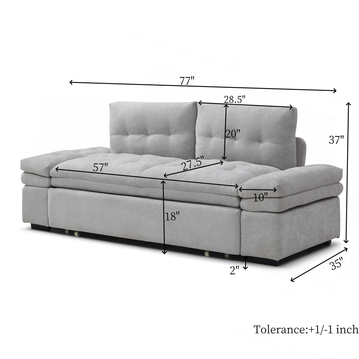 Ebern Designs Sleeper Sofa, Sofa Bed- 3 in 1 Pull Out Couch Bed for ...