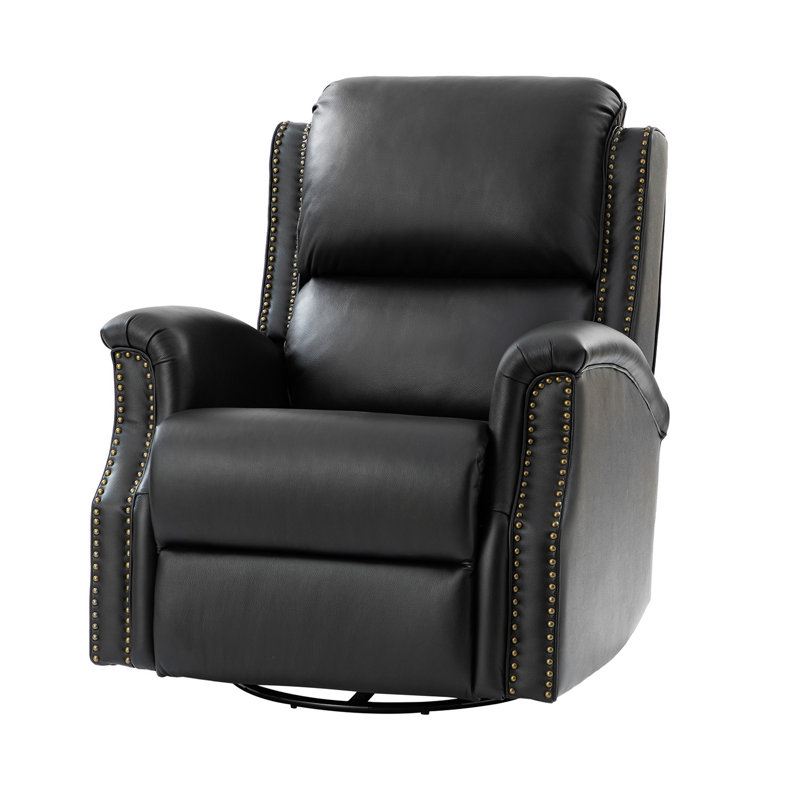  Fauteuil inclinable manuel pivotant en cuir véritable 34 po Felisa, Noir