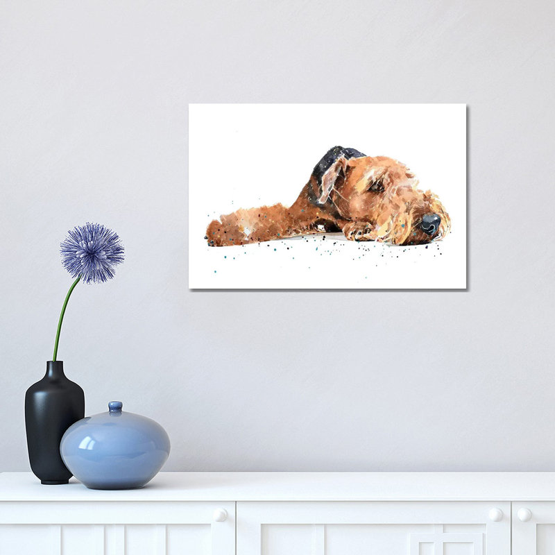 « Airedale » par Edararons, impression, H 12 po x l 18 po x 1,5 po, Toile tendue, Pas de tapis